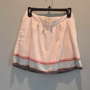 Old Navy Cream With Stripes Mini Skirt Women's Size S 100% Cotton With Pockets